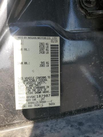 2019 NISSAN ALTIMA PLA - 1N4BL4FV6KC187987