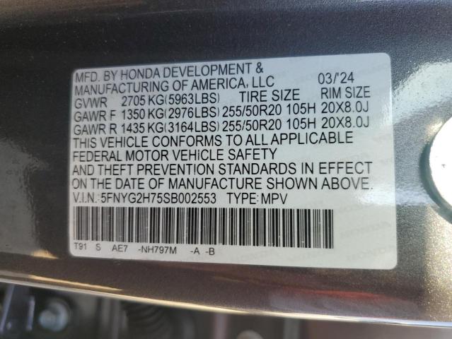 VIN 5FNYG2H75SB002553 2025 HONDA PILOT no.14