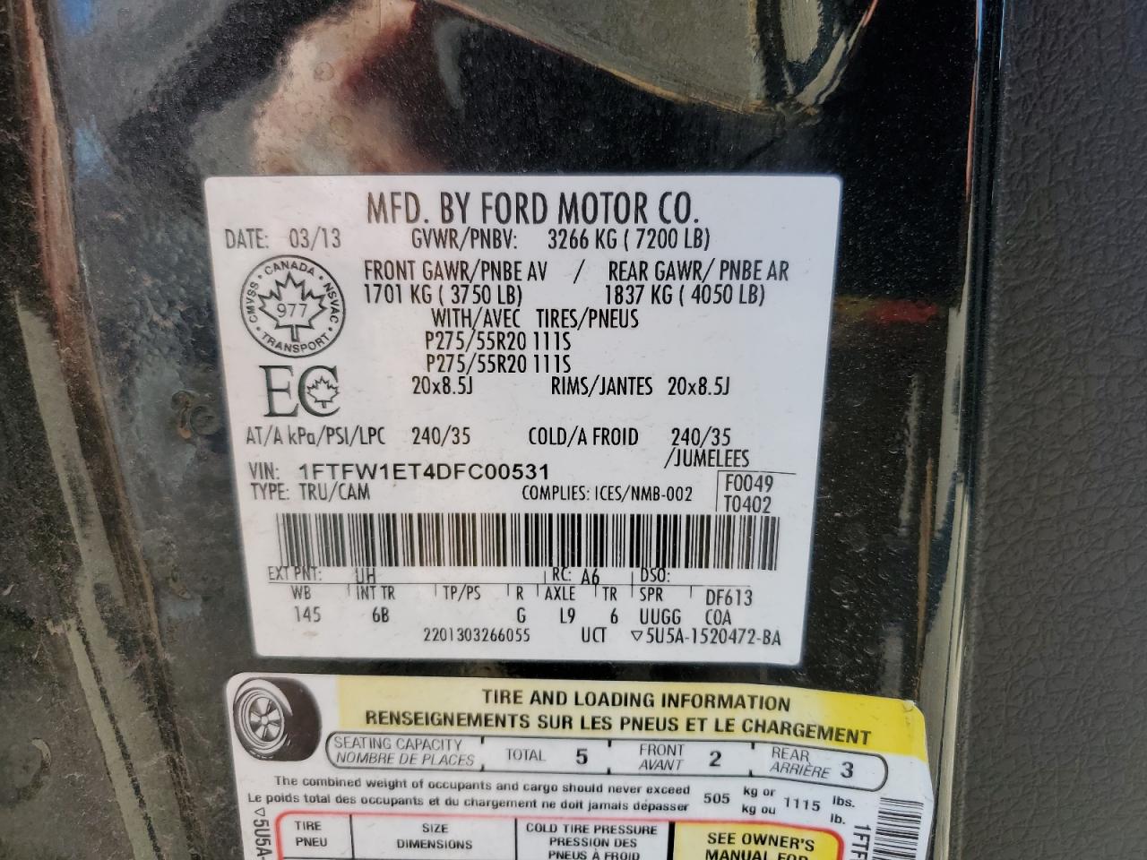 Lot #3207436171 2013 FORD F150 SUPER