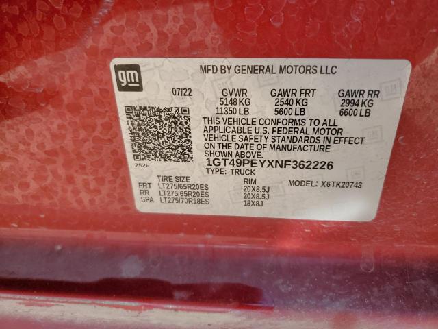 2022 GMC SIERRA K25 - 1GT49PEYXNF362226