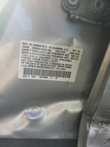 VIN 5FNYF4H59FB053721 2015 Honda Pilot, Exl no.12