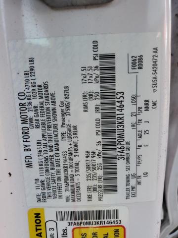 VIN 3FA6P0MU3KR146453 2019 Ford Fusion, Sel no.13