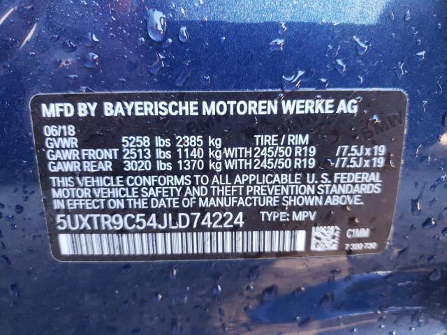 VIN 5UXTR9C54JLD74224 2018 BMW X3 no.12