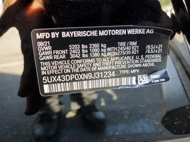 VIN 5UX43DP0XN9J31234 2022 BMW X3, Sdrive30I no.14