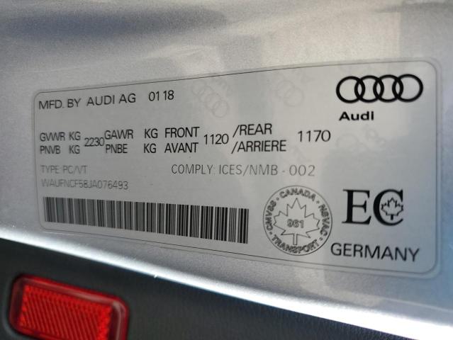 2018 AUDI A5 PRESTIG WAUFNCF58JA076493