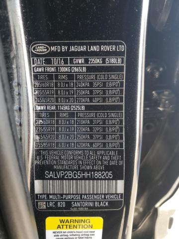 VIN SALVP2BG5HH188205 2017 Land Rover Range Rover, SE no.13