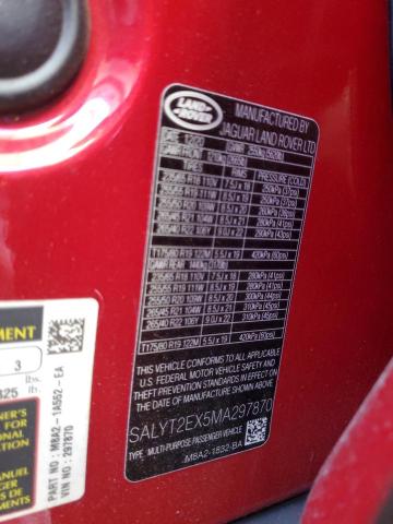 2021 LAND ROVER RANGE ROVE - SALYT2EX5MA297870