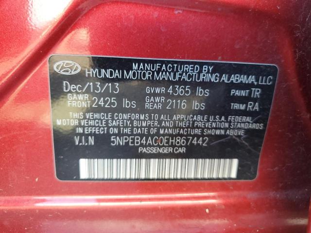 VIN 5NPEB4AC0EH867442 2014 HYUNDAI SONATA no.12