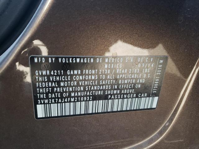 2015 VOLKSWAGEN JETTA BASE - 3VW2K7AJ4FM210932