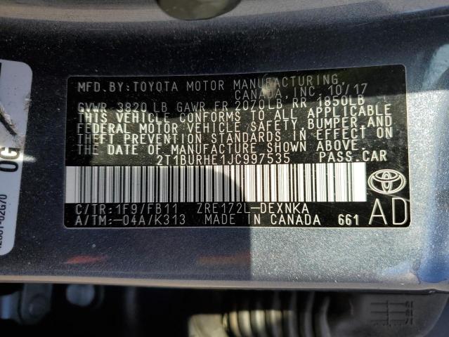 2018 TOYOTA COROLLA L - 2T1BURHE1JC997535