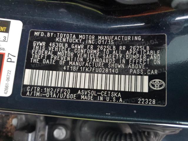 VIN 4T1BF1FK7FU028140 2015 Toyota Camry, LE no.13