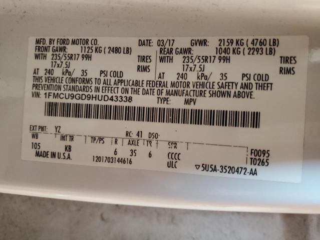 2017 FORD ESCAPE SE - 1FMCU9GD9HUD43338