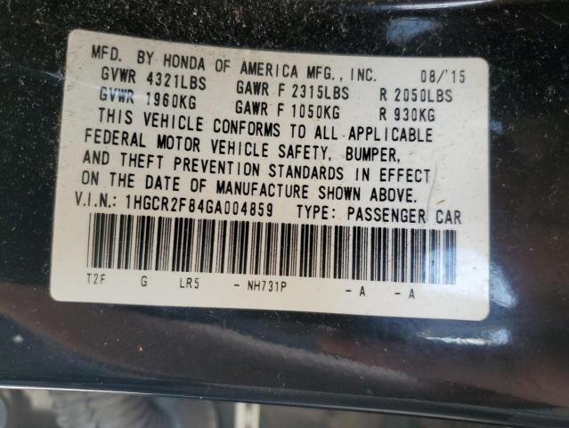 VIN 1HGCR2F84GA004859 2016 Honda Accord, Exl no.12