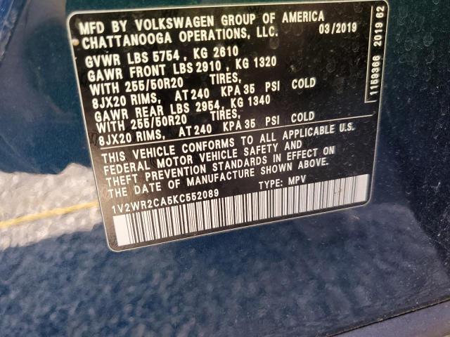 2019 VOLKSWAGEN ATLAS SE - 1V2WR2CA5KC552089