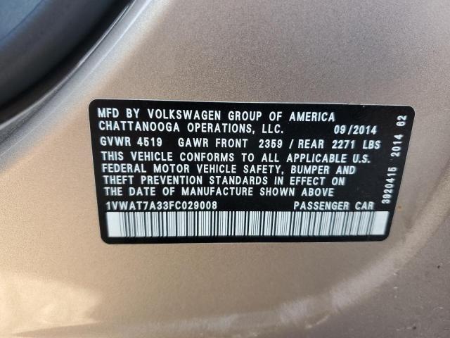 2015 VOLKSWAGEN PASSAT S - 1VWAT7A33FC029008