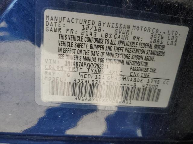 VIN 3N1AB7APXKY282811 2019 Nissan Sentra, S no.13