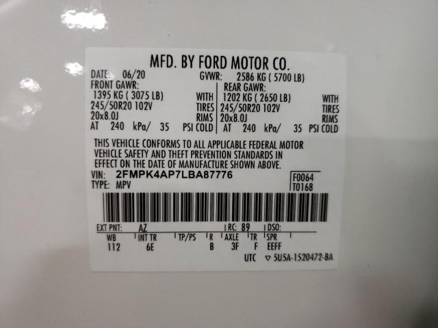2020 FORD EDGE ST - 2FMPK4AP7LBA87776
