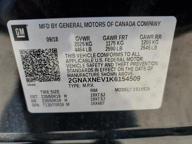 2019 CHEVROLET EQUINOX PR - 2GNAXNEV1K6154509
