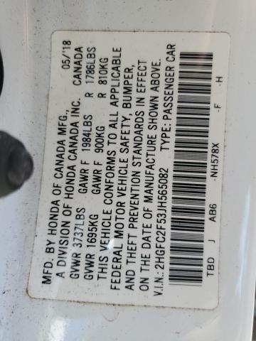 2018 HONDA CIVIC LX - 2HGFC2F53JH565082