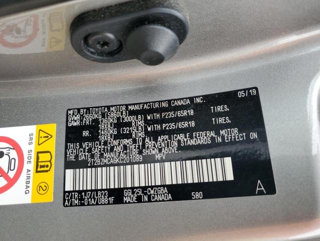 2019 LEXUS RX 350 BAS - 2T2BZMCA6KC201089