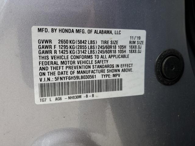 2020 HONDA PILOT EXL - 5FNYF6H59LB030561