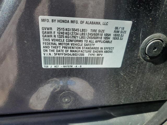 2018 HONDA PILOT EXL - 5FNYF5H54JB031205