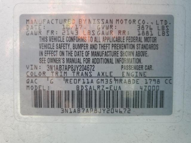 2018 NISSAN SENTRA S - 3N1AB7AP8JY204672