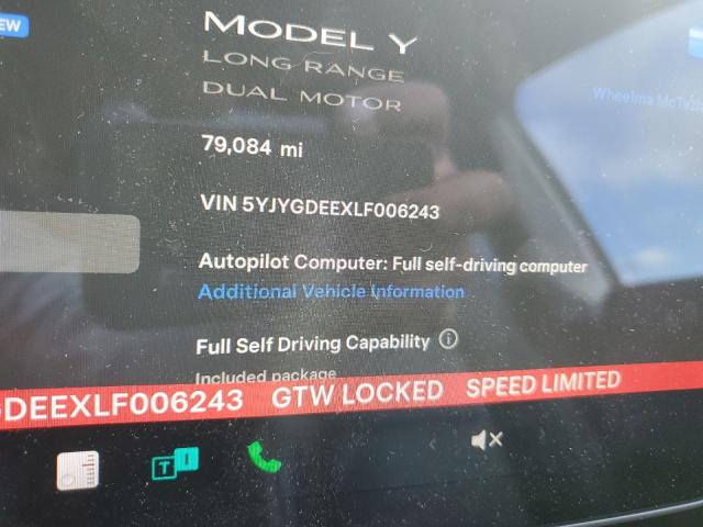 2020 TESLA MODEL Y - 5YJYGDEEXLF006243