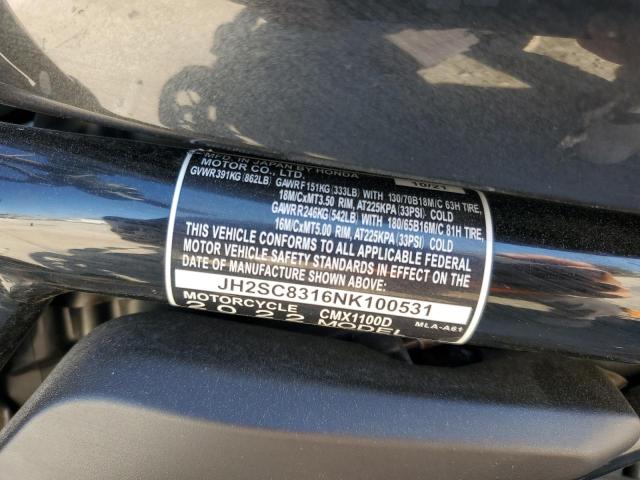 2022 HONDA CMX1100 D JH2SC8316NK100531