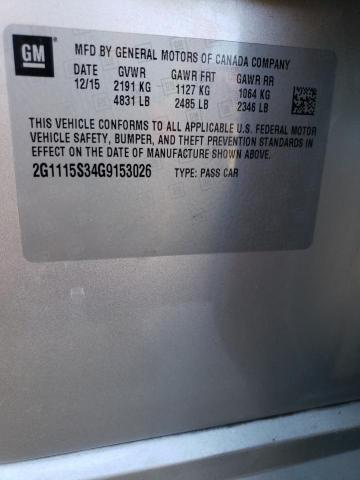 2016 CHEVROLET IMPALA - 2G1115S34G9153026