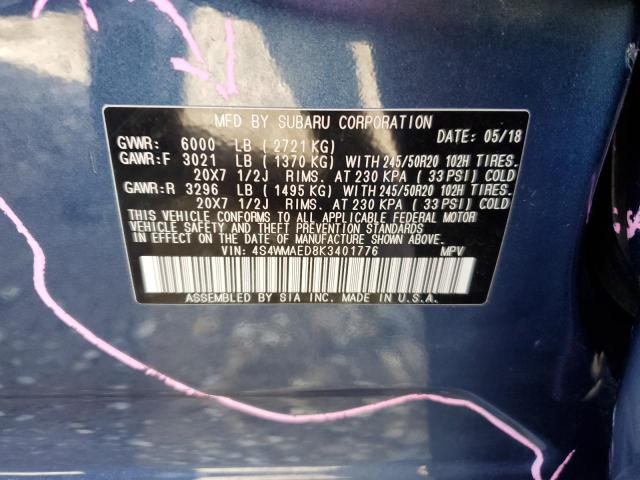 2019 SUBARU ASCENT PRE - 4S4WMAED8K3401776