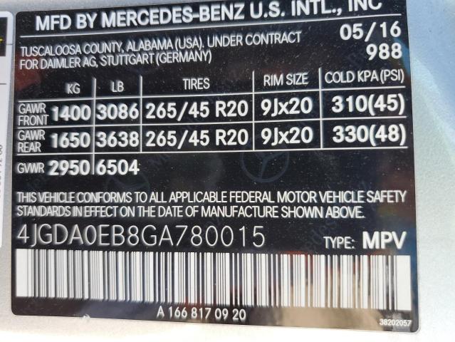 2016 MERCEDES-BENZ GLE 300D 4 4JGDA0EB8GA780015