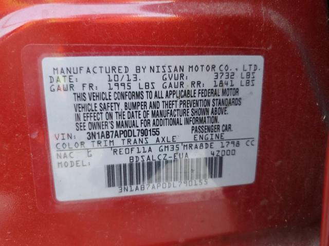 VIN 3N1AB7AP0DL790155 2013 Nissan Sentra, S no.13