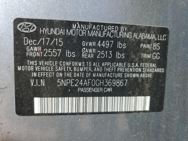 VIN 5NPE24AF0GH369867 2016 Hyundai Sonata, SE no.12