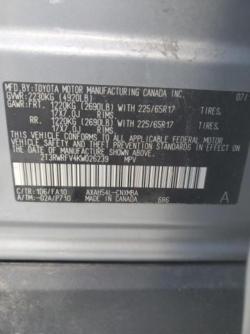 2019 TOYOTA RAV4 XLE - 2T3RWRFV4KW026239