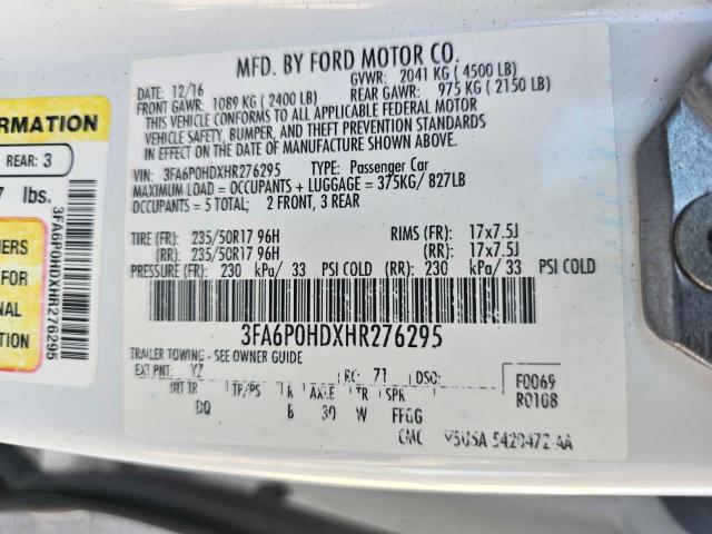 VIN 3FA6P0HDXHR276295 2017 Ford Fusion, SE no.10