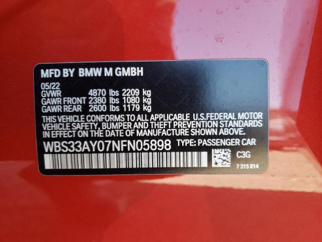 2022 BMW M3 COMPETI - WBS33AY07NFN05898