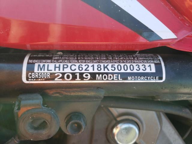 2019 HONDA CBR500 R - MLHPC6218K5000331