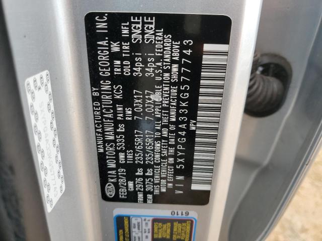 2019 KIA SORENTO L - 5XYPG4A33KG577743