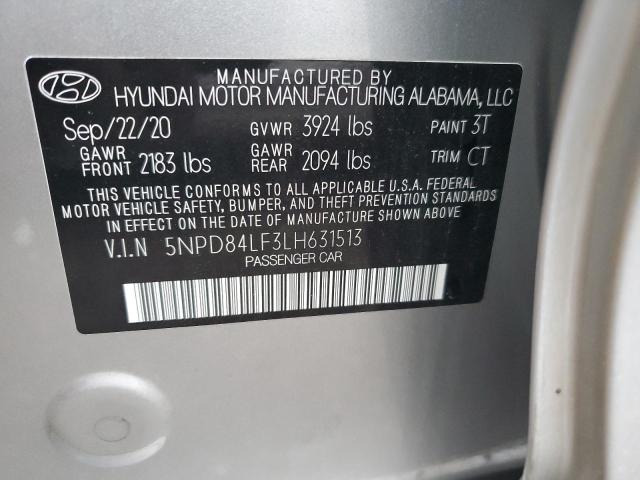 VIN 5NPD84LF3LH631513 2020 Hyundai Elantra, Sel no.12