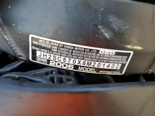 2006 HONDA CBR1000 RR JH2SC570X6M201402