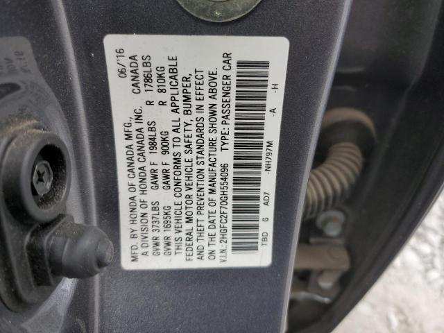 2016 HONDA CIVIC EX - 2HGFC2F70GH554096