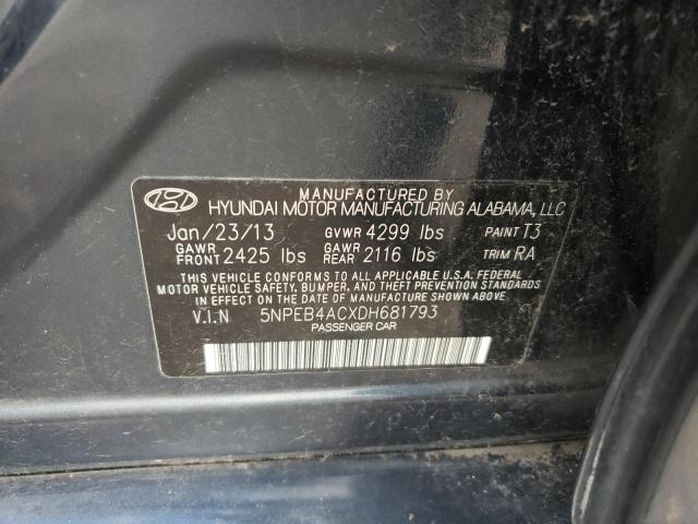 VIN 5NPEB4ACXDH681793 2013 Hyundai Sonata, Gls no.12