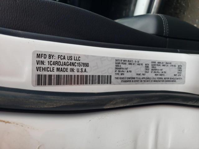 VIN 1C4RDJAG4NC157890 2022 Dodge Durango, Sxt no.13