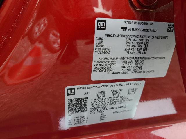 2021 GMC SIERRA K15 - 3GTU9DED4MG374042