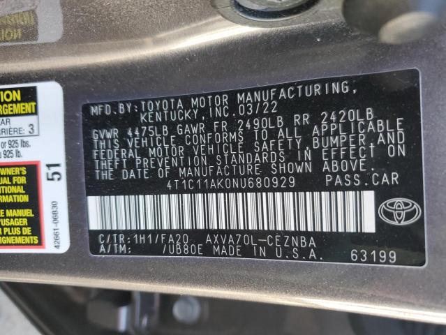 2022 TOYOTA CAMRY LE - 4T1C11AK0NU680929