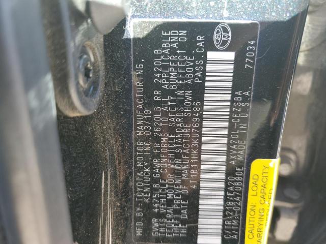 VIN 4T1B11HK3KU769486 2019 Toyota Camry, L no.12