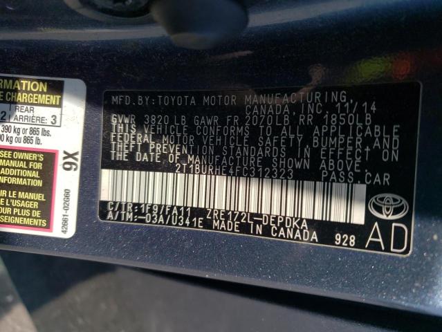 2015 TOYOTA COROLLA L - 2T1BURHE4FC312323