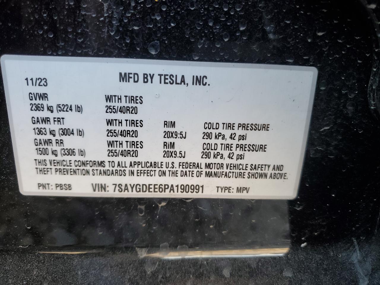 Lot #2990997187 2023 TESLA MODEL Y