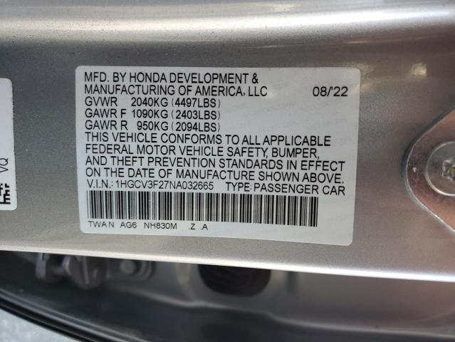 VIN 1HGCV3F27NA032665 2022 Honda Accord, Hybrid Sport no.12